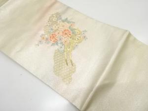 花車模様　刺繍　名古屋帯
